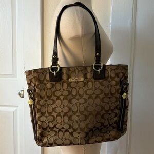 Coach Tan and Brown Signature Tote